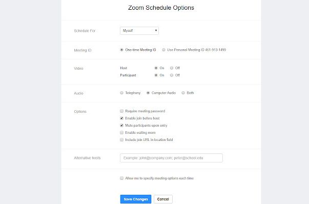 الجدولة باستخدام Zoom Scheduler